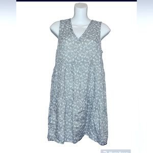 Joie Tiered Linen Dress Sage Green Floral Tank Swing Dress Summer Beach